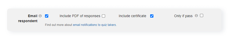 box showing where you tick email respondent in order to get their certificate