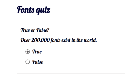 quiz created with google fonts