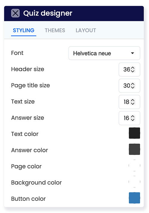 Options to style the quiz you make with FlexiQuiz