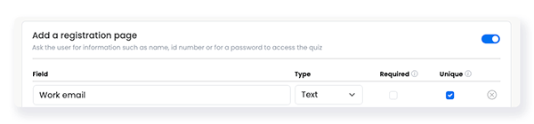 FlexiQuiz registertion page unique tick box
