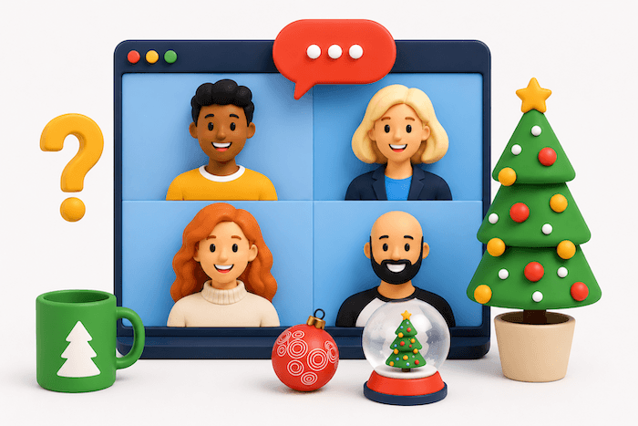 people on video call playing a festive live quiz game