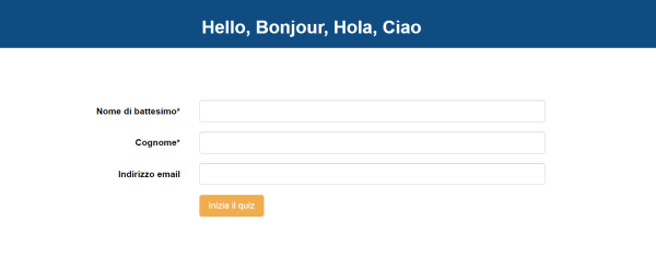 registration page in Italian