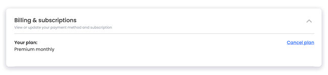 billing and subscriptions screen options