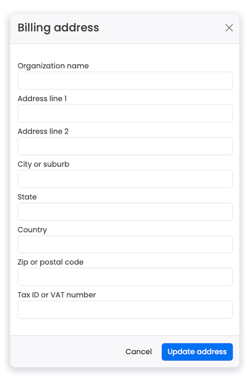 billing update address screen