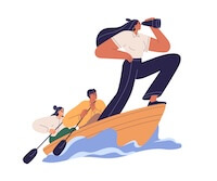 person with leadership skills directing boat