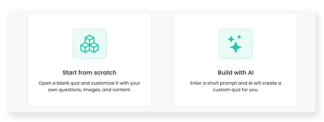 flexiquiz option to make quiz from scratch or ai