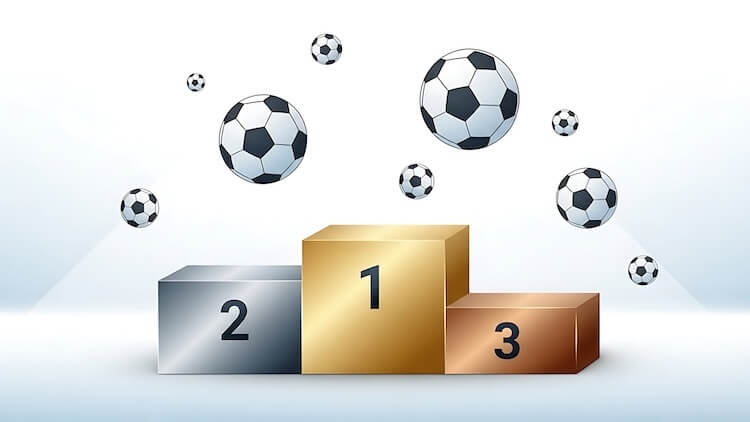 flying footballs over quiz podium