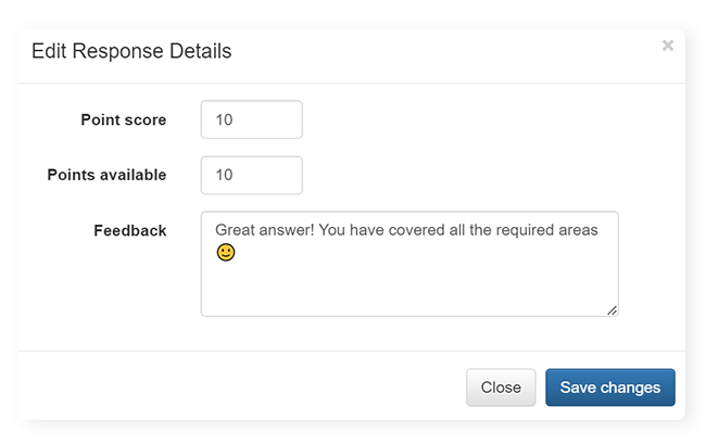 pop-up box to manually adding points to FlexiQuiz quiz question