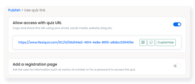 quiz link screen