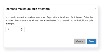 box to enter number of extra attempts for a single user