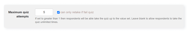Box to set maximum quiz attempts on FlexiQuiz