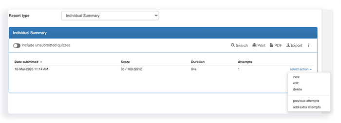 add extra attempts drop down option