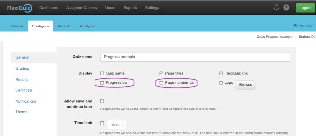 Configure progress bars