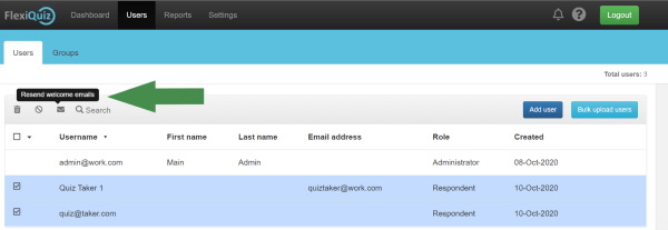 Screen to send email to multiple users